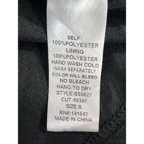 Pants Store Women's Short Puff Sleeve Blouse Lined Black Polyester Top Size S - Picture 6 of 10